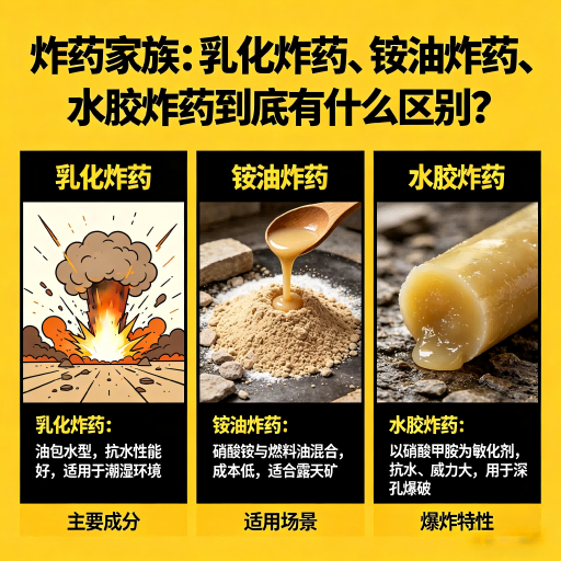 石峰炸药家族：乳化炸药、铵油炸药、水胶炸药到底有什么区别？